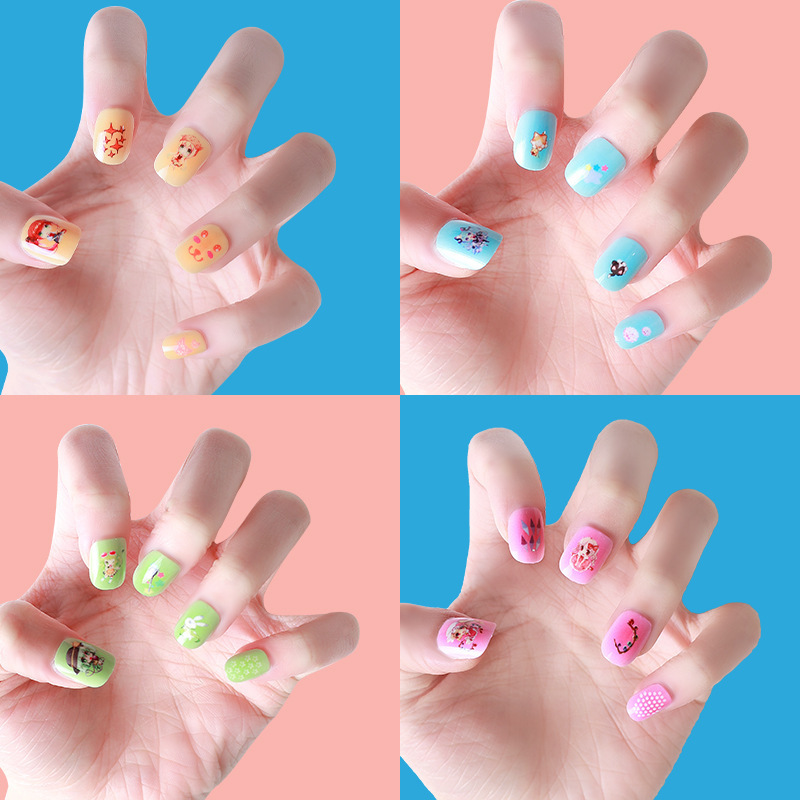 Kids Unique Colorful Rainbow Cute Kids kids press on nails With Glue False Nail Artificial