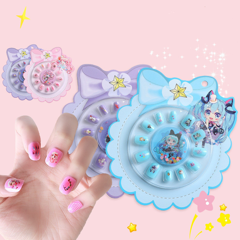 Kids Unique Colorful Rainbow Cute Kids kids press on nails With Glue False Nail Artificial