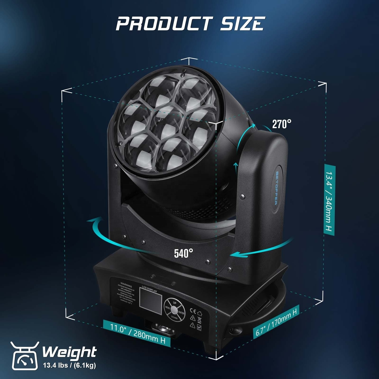 Big Dipper 7x40w led rgbw 4in1 bee eye zoom moving head wash 7*40w led wash light moving head stage lighting