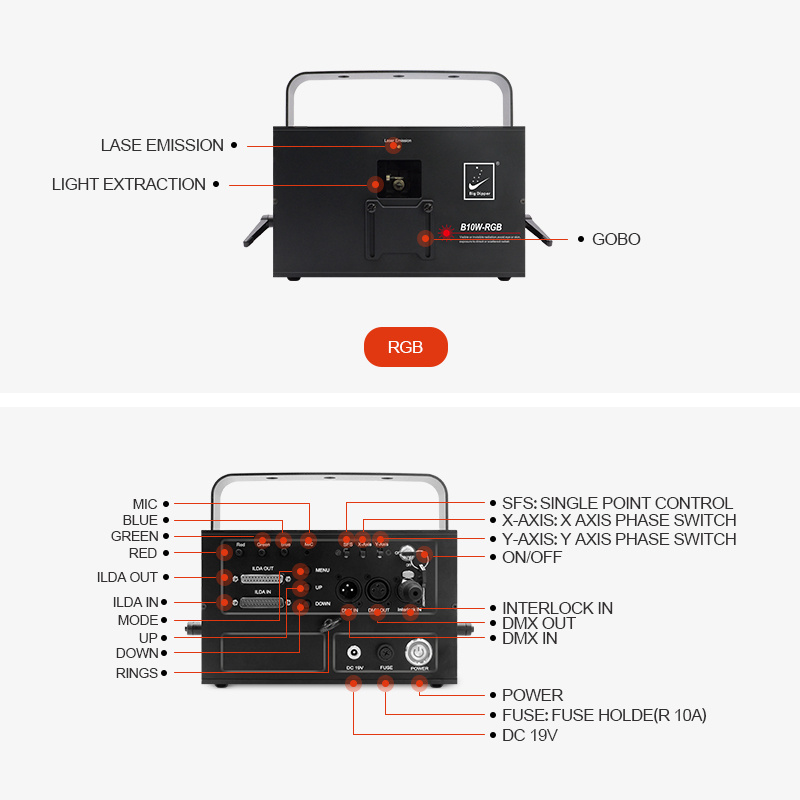 Big Dipper Betopper Seven Stars B10W-RGB 10W full color animation laser with PC ILDA for Wedding Disco Performance Bar Event