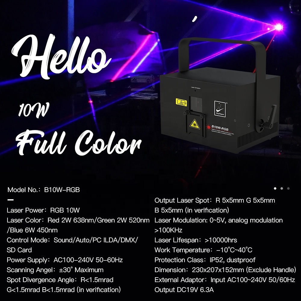 Big Dipper Betopper Seven Stars B10W-RGB 10W full color animation laser with PC ILDA for Wedding Disco Performance Bar Event