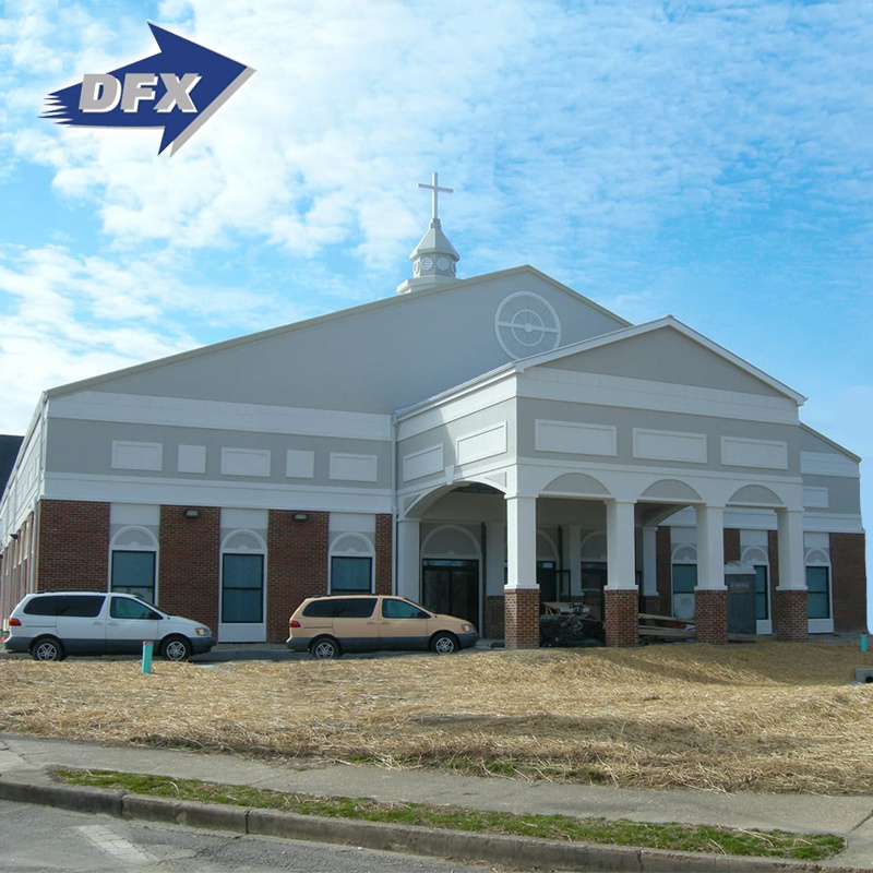 Light Steel Frame Church Building Beige Metal Building With Design