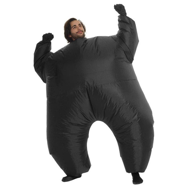 Adult Inflatable Black LIGHT UP Megamorph Costume Blow Up Fat Suit for festival halloween