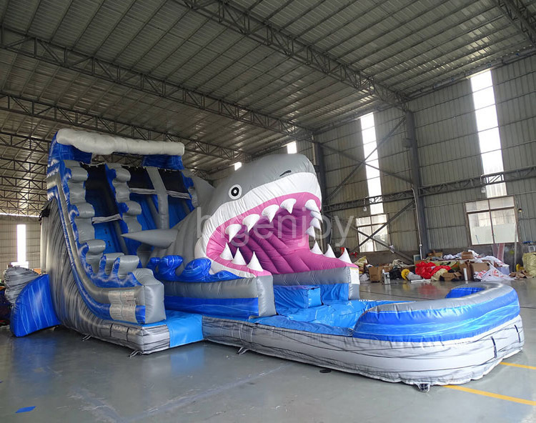 Jaws hybrid commercial giant shark inflatable water slide custom slip n slide inflatable adult water park slides for sale