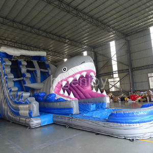 Jaws hybrid commercial giant shark inflatable water slide custom slip n slide inflatable adult water park slides for sale