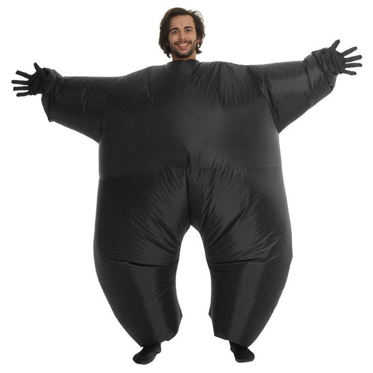 Adult Inflatable Black LIGHT UP Megamorph Costume Blow Up Fat Suit for festival halloween