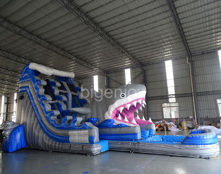 Jaws hybrid commercial giant shark inflatable water slide custom slip n slide inflatable adult water park slides for sale