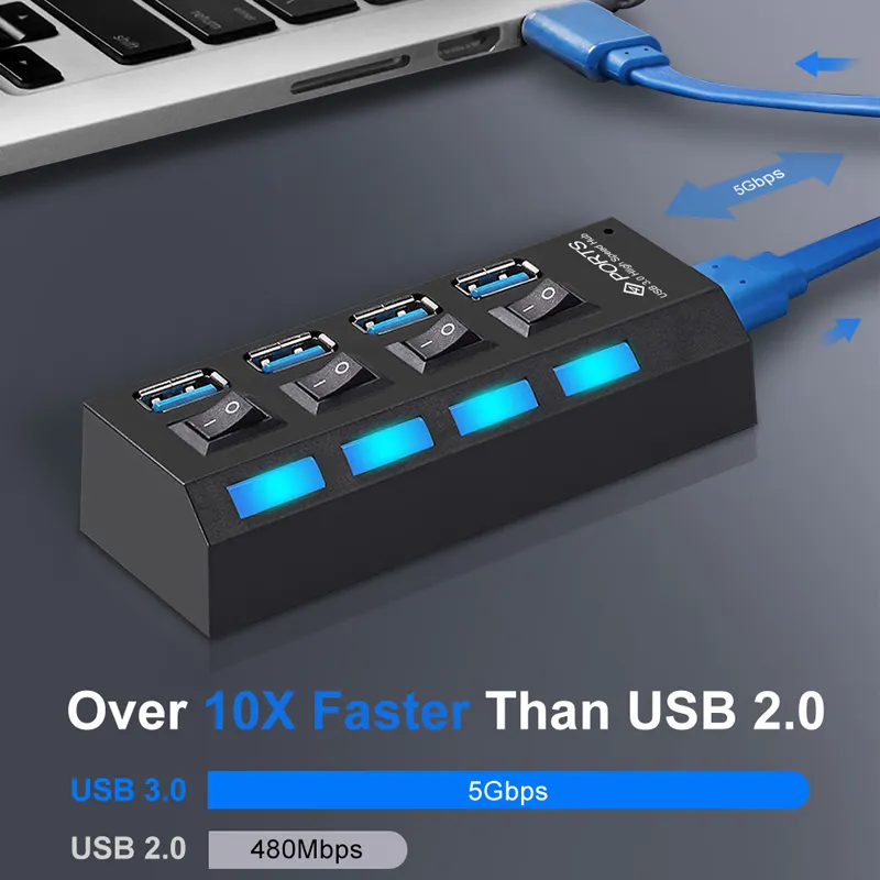 ABS Plastic 4 in 1 Usb 3.0 Hub Docking Station Adapter Usb 3.0 4 Port Multi Splitter Usb Hub 3.0