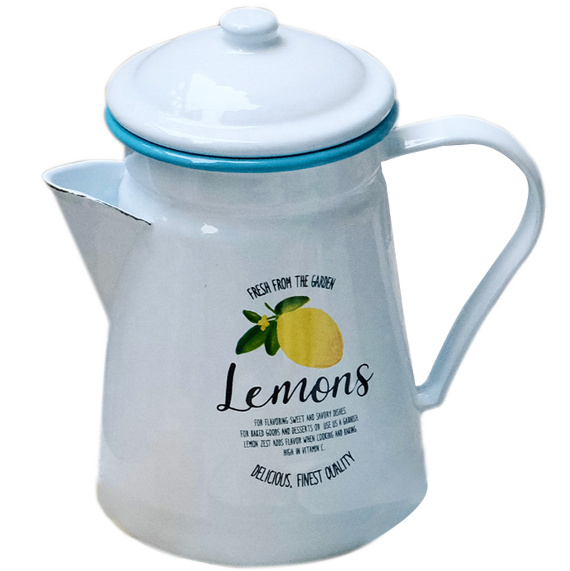 1.0L Large Capacity enamel Carbon Steel custom color printing coffee Tea kettle coffee pot cold water kettle