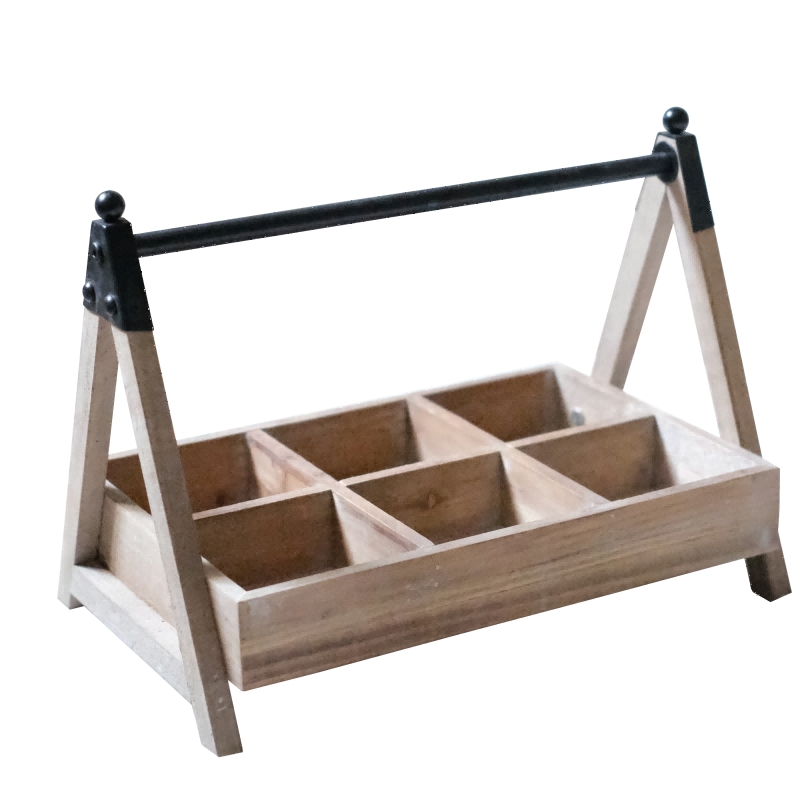 6 Bottle Caddy Nesting Wooden Retro Farmhouse Garden Home Decor Nursery Serving Storage Trays