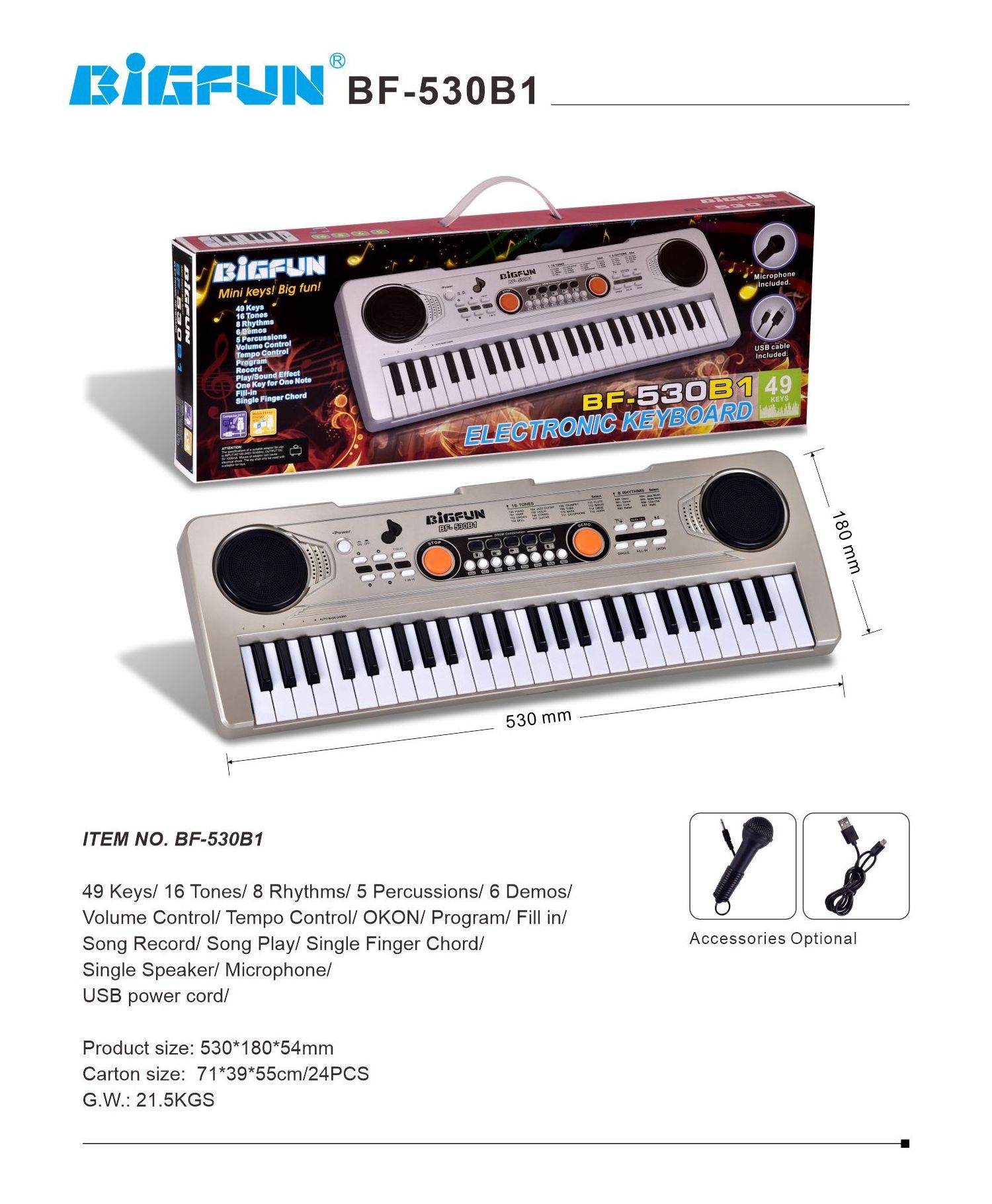 BF-530B1 2023 New toy piano 49 keys keyboard instrument electronic organ portable musical toy keyboard for kids