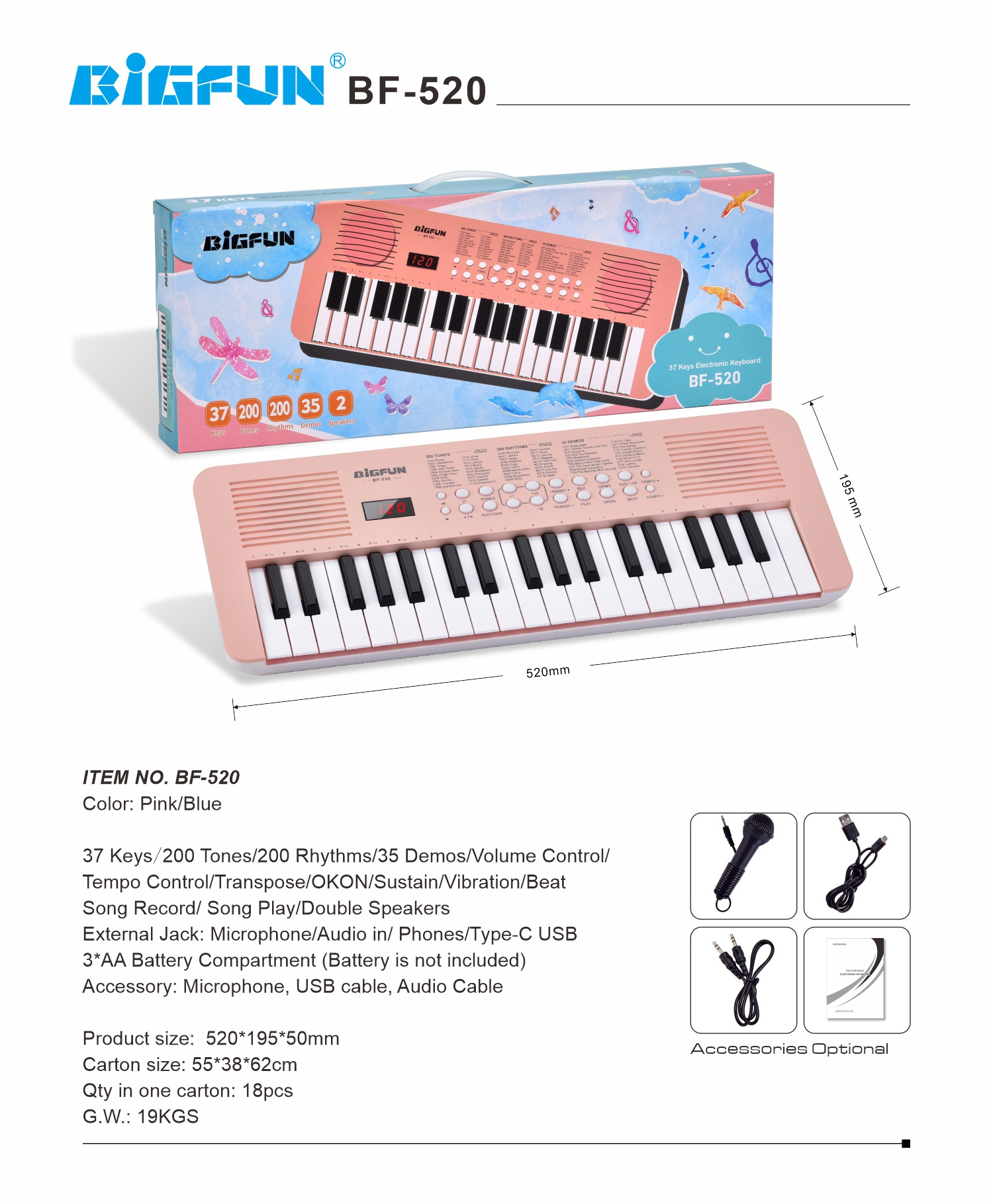 BIGFUN Keyboard Piano for Kid 37 Keys Music Piano with Microphone Portable  Musical Toy Electronic Piano Birthday Gifts for Girls | BestSuppliers.com