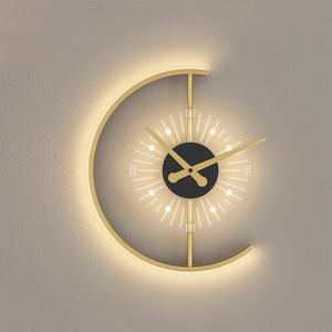 Modern Luxury Home Decoration Lighting Wall Bracket Light Bedside Wall Lamp Creative Clock Gold  Indoor Wall Light