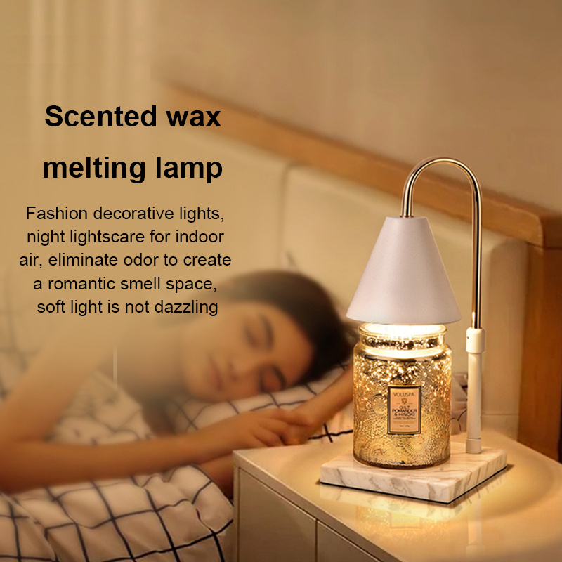 Night Light Marble Adjustable Height Aromatherapy Candle Warmer Lamp With Timer Led Table Lamp Light