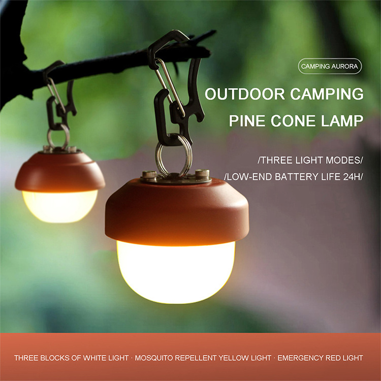 New Portable Rechargeable Long Battery Life Pinecone Waterproof Small LED Camping Light For Outdoor