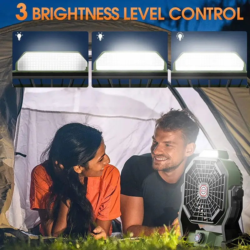 3 In 1 Portable Rechargeable Chargeing Outdoor Ventiladores Camp Camping Fan With Led Light Lantern Camping Light Outdoor Fan