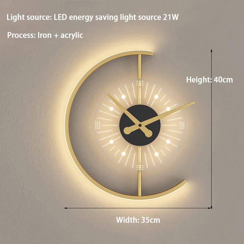 Modern Luxury Home Decoration Lighting Wall Bracket Light Bedside Wall Lamp Creative Clock Gold  Indoor Wall Light