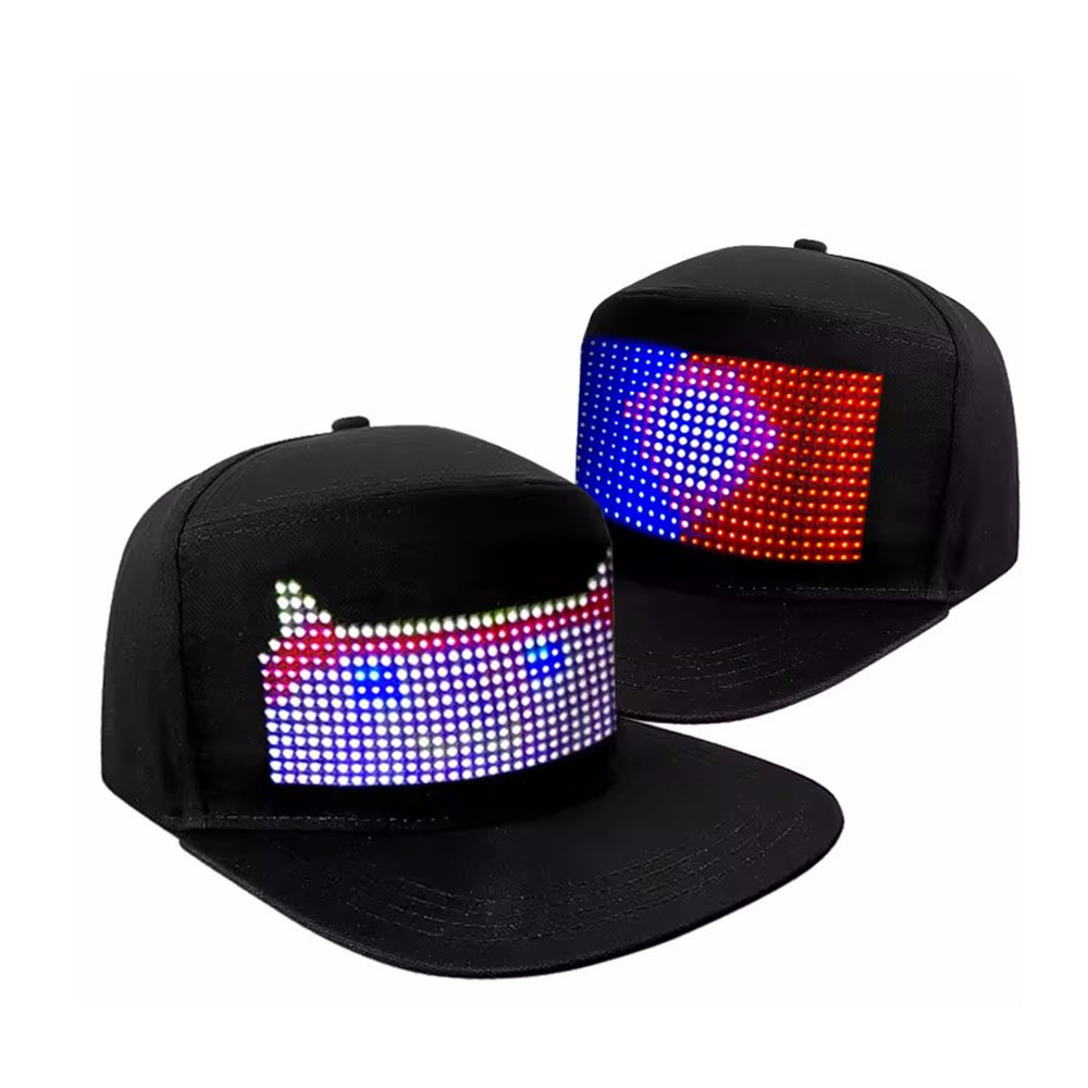 Hot Sale Fashion Sports LED Lighting Cap Magic Blue Tooth Smart Plain Black APP Control Display Screen Baseball Dad Fancy Hat