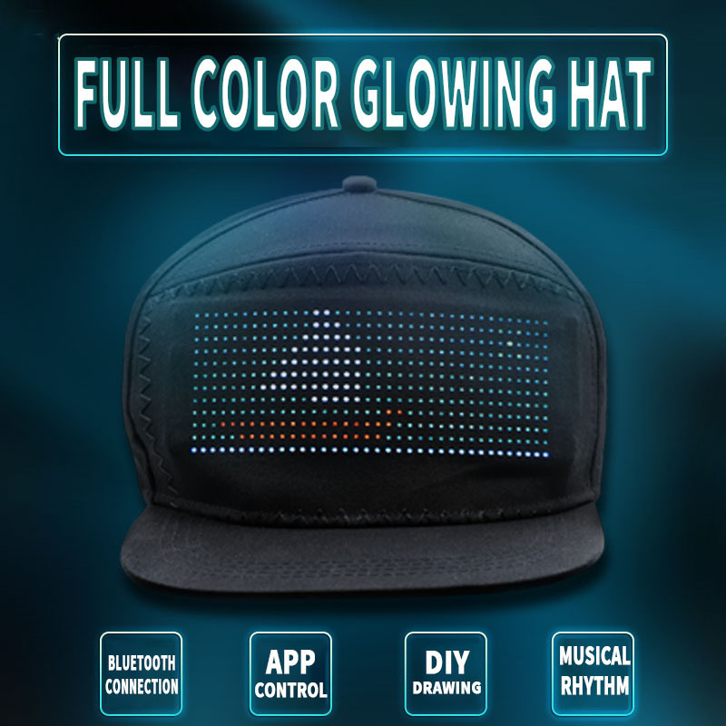 LED Party Hat Lighting Smart APP Control High Quality Plain Black Sports Magic Bluetooth Display Screen Baseball Dad Fancy Hat