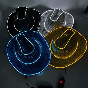 LED Light Up Cowboy Colorful Cowgirl Custom Straw Leather Men Women Unisex Foam Disco Plain Felt Party Bulk Cosplay costume Hats