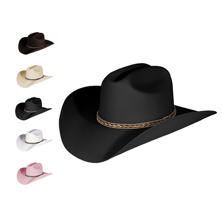 2024 Wholesale customization Western sombrero de vaquero Summer Riding Imitation Fur Leather hat Outdoor Cowboy Hat for adult