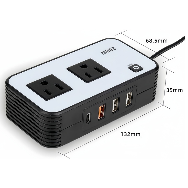 200w dc12v to ac 110v 220v power inverter with multiple usb and ac socket for car