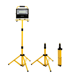 Battery Operated Led Work Lights Use Twin Telescoping Base Shop Power Stand Aluminium Rechargeable Flood Light Tripod