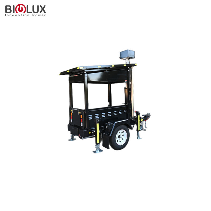 Convenient Mobile Solar Trailer With Camera And LED Light Mobile Solar Surveillance Trailer