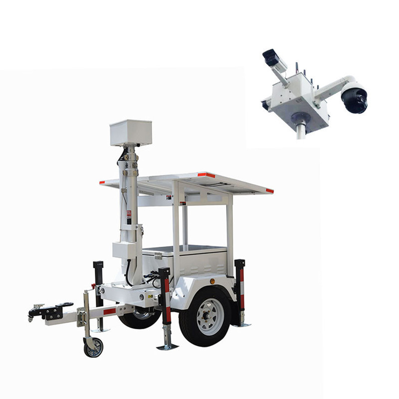 Convenient Mobile Solar Trailer With Camera And LED Light Mobile Solar Surveillance Trailer