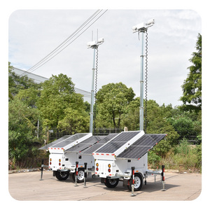 LED Lights With CCTV Mounting Box Mobile Solar Powered Surveillance Trailer