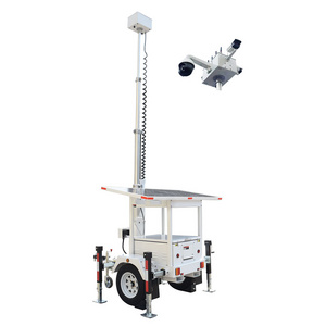 Security camera with mobile solar trailer for construction site monitoring off grid solar system