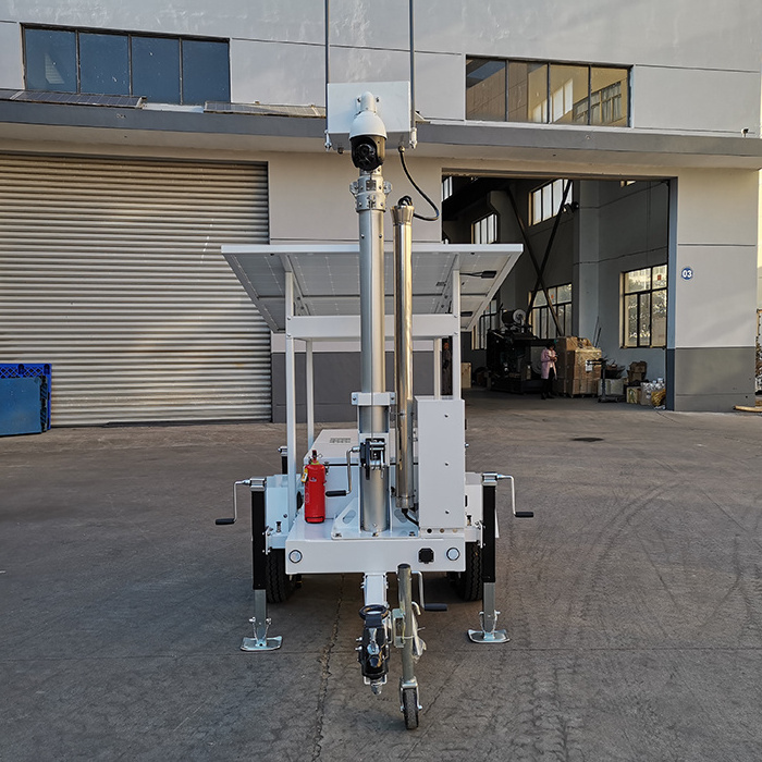 Telescoping Mast Tower Security Surveillance CCTV Camera Mobile Solar Trailer for Work Site