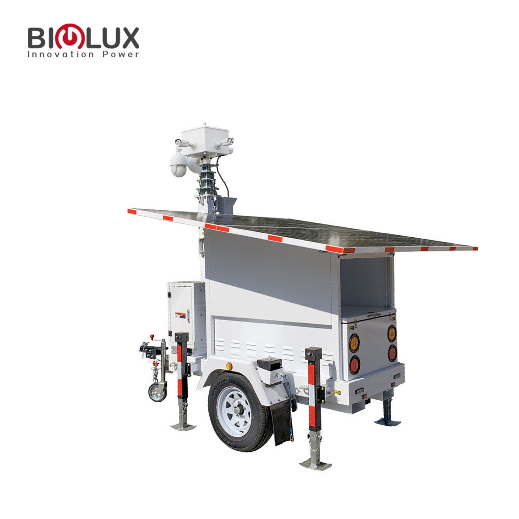 Factory Direct Sales Mobile Solar Monitoring Trailer 4G Network HD Camera Solar CCTV Tower