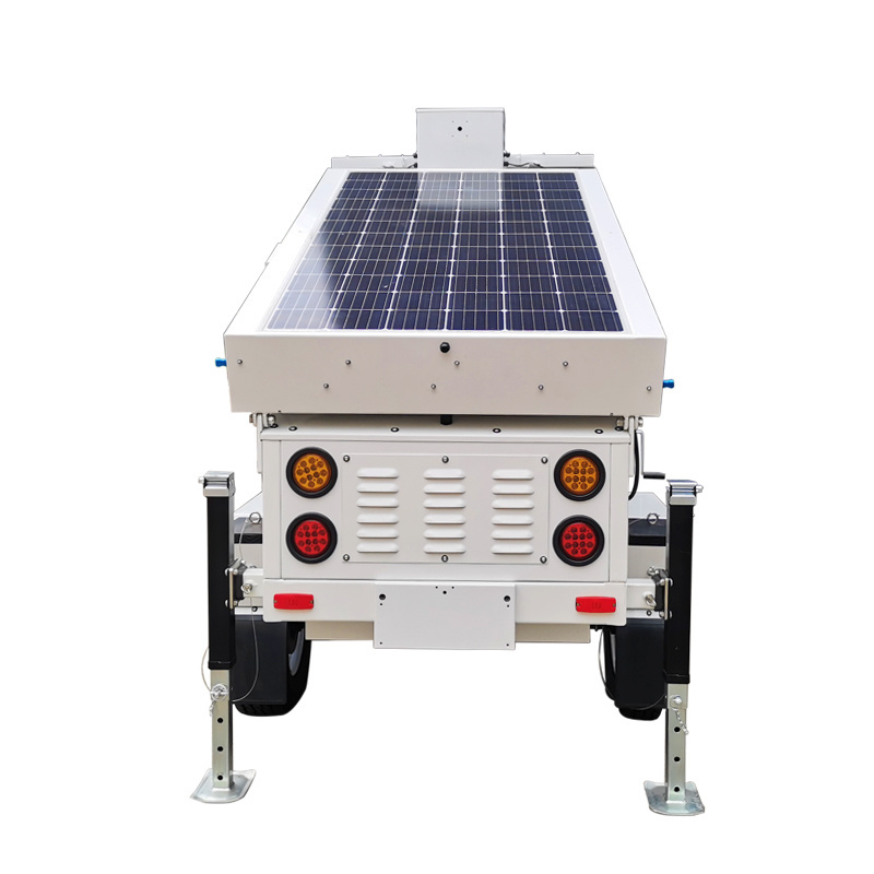 BIGLUX Latest Solar Camera Tower Three Panels Mobile Solar Monitoring Tower Mobile Surveillance Trailer 4G 5G Starlink