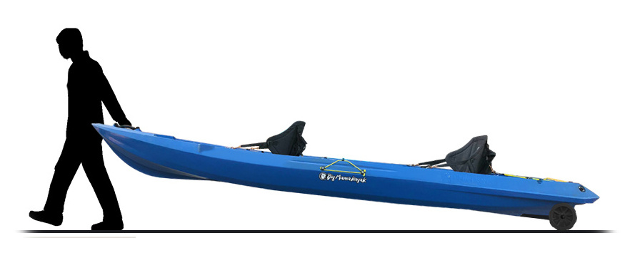 Made in Italy sit on top Kayak for two or three Persons with trolley system 12,4ft Mojito BigMama Kayak - color blue