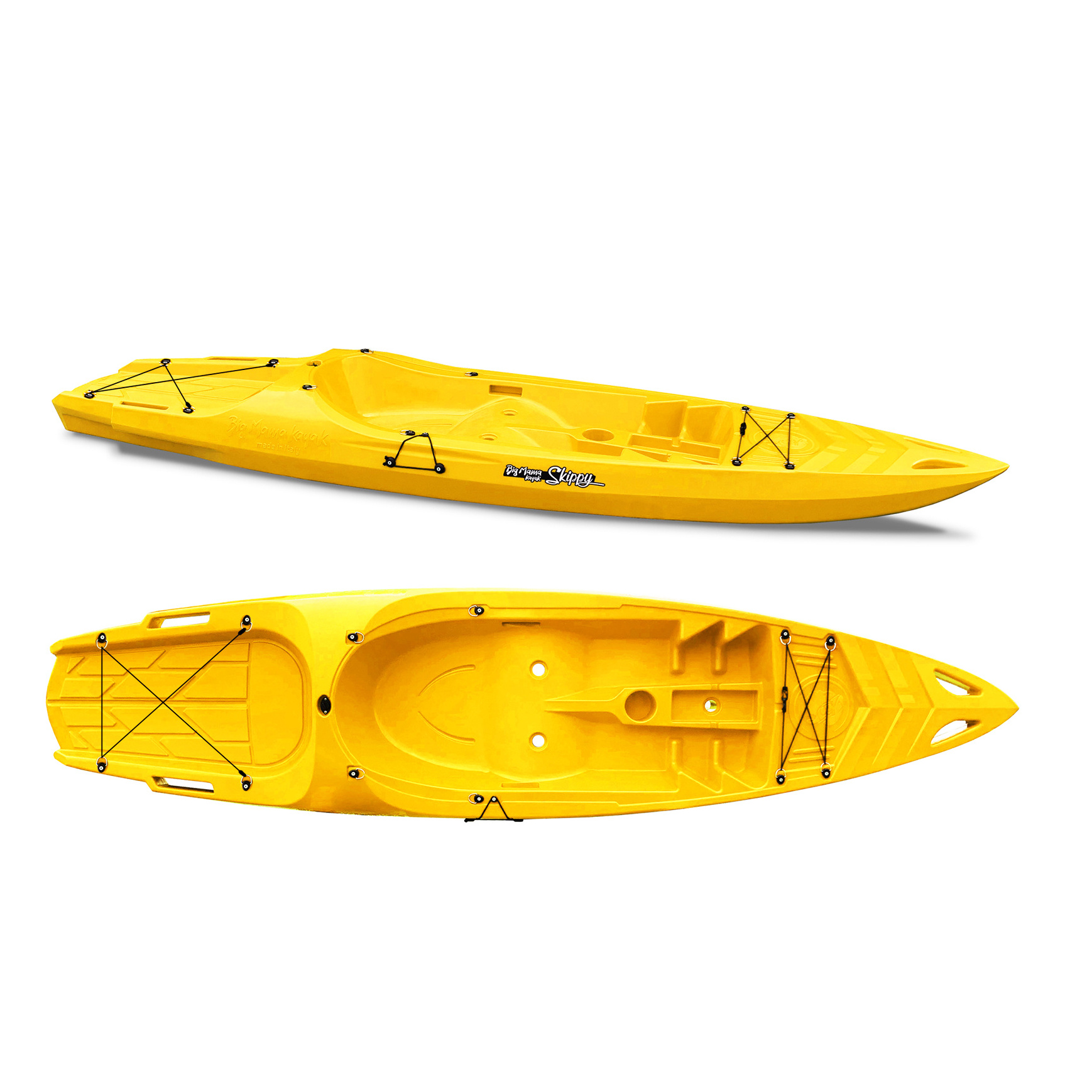 Made in Italy sit on top Kayak for one person and one child 10ft Skippy BigMama Kayak polyethylene kayak- color Yellow