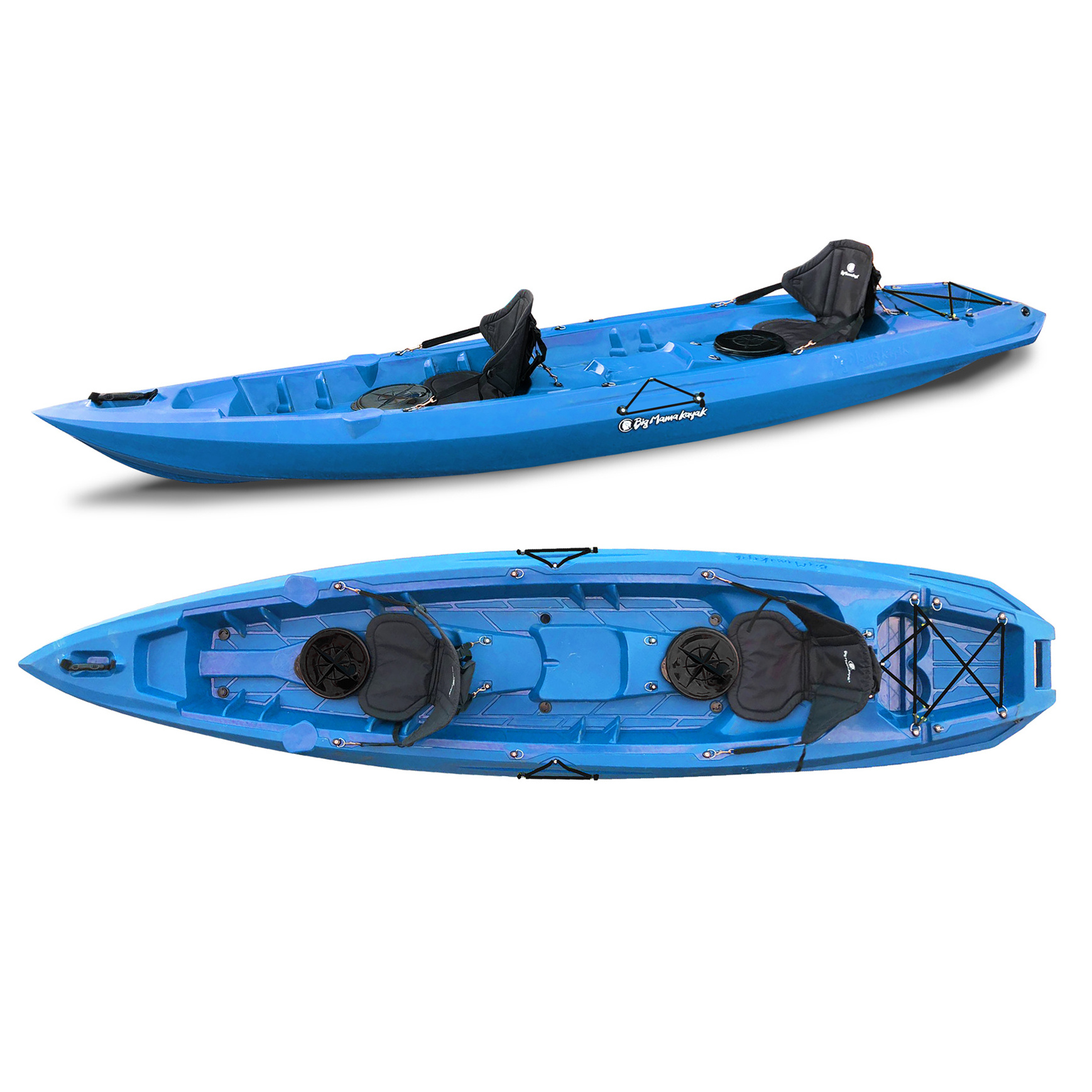 Made in Italy sit on top Kayak for two or three Persons with trolley system 12,4ft Mojito BigMama Kayak - color blue