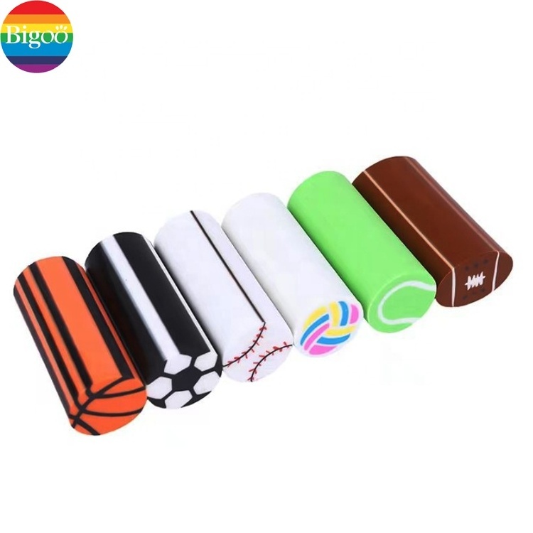 Fun 2d sports kid pencil erasers cutting eraser with mixed balls design stationery supplies