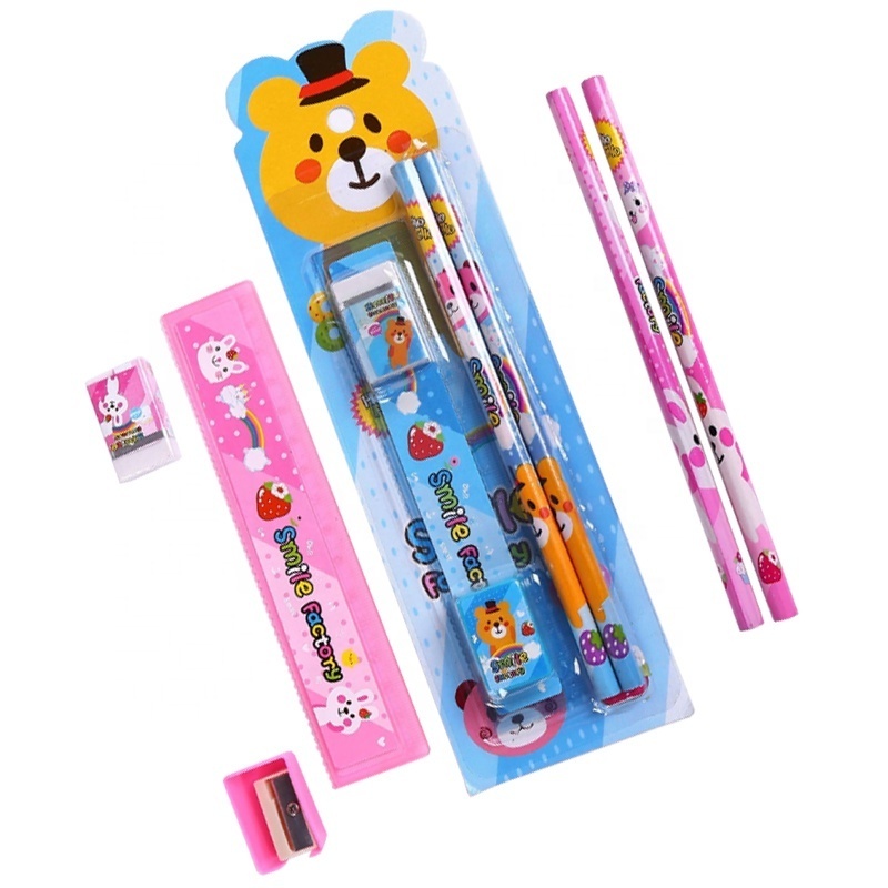 5pcs school supplies with pencil ruler eraser items back to school stationery set for kids