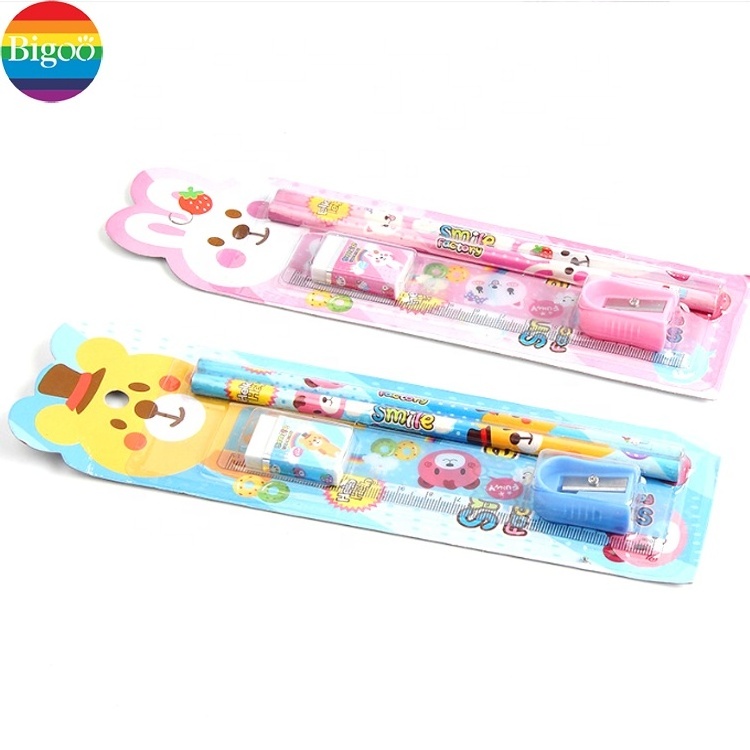 5pcs school supplies with pencil ruler eraser items back to school stationery set for kids