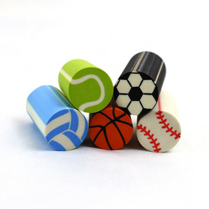 Fun 2d sports kid pencil erasers cutting eraser with mixed balls design stationery supplies