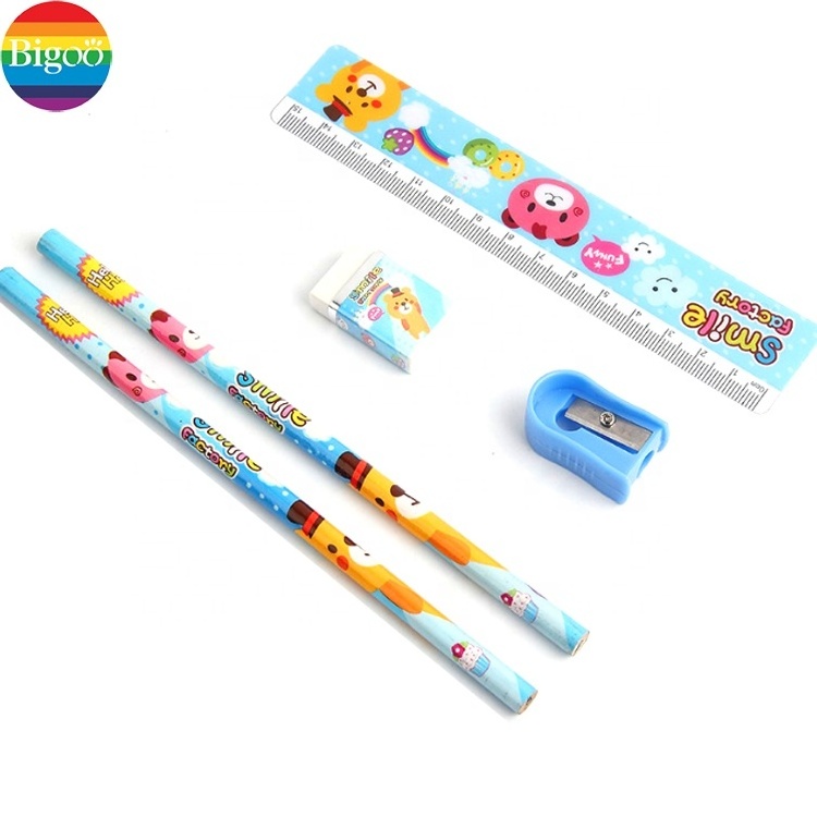 5pcs school supplies with pencil ruler eraser items back to school stationery set for kids