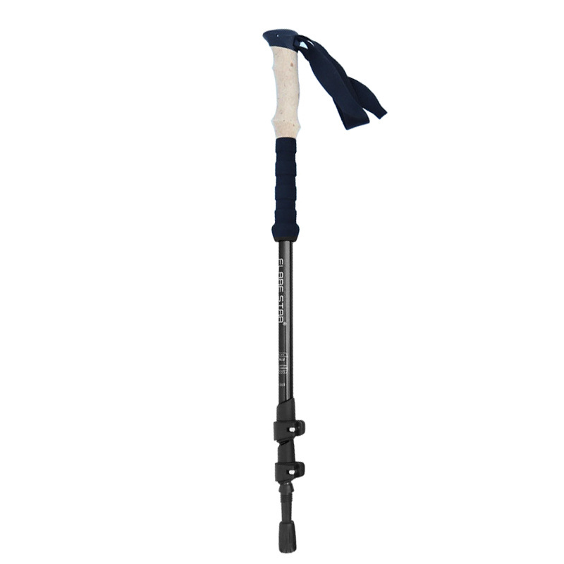 High Quality 7075 Aluminium Alloy Hiking Stick Rubber Grip 4 Sections Telescopic Trekking Pole Outdoor Walking Stick Cane