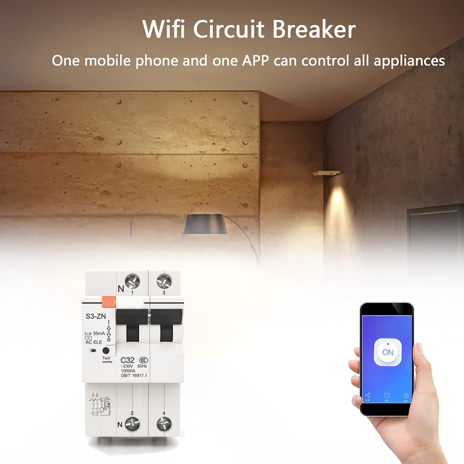 Smart WIFI circuit breaker 2P CD32 63 80A Support WiFi Mobile Phone APP Remote Control Smart MCB Switch