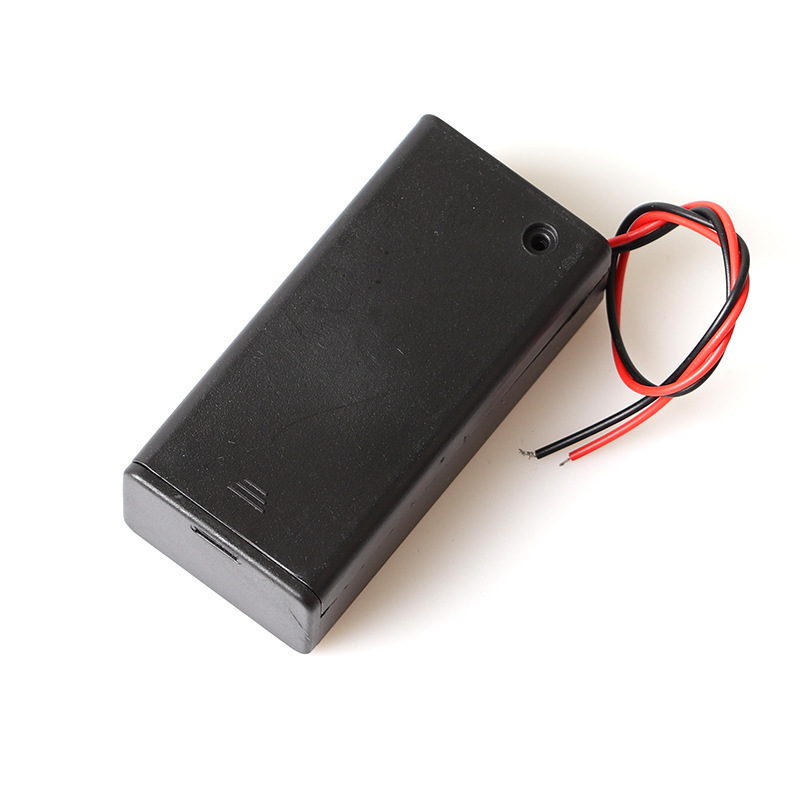 9V battery box battery buckle T/I type 9V with cover and switch connection wire 15cm 6F22 square battery holder