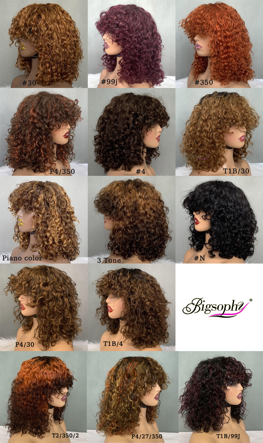 RTS Cheap Price Luxury Curl Bob Wig With Bangs Machine Made Wigs For All Women Brazilian Curly Human Hair Wigs