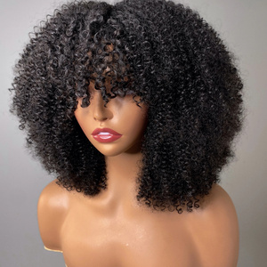 Curly Wig Fringe Luxury Machine Made Wig Piano 1B/99J Color SDD 100% Human Hair Bob Wigs For Black Ladies