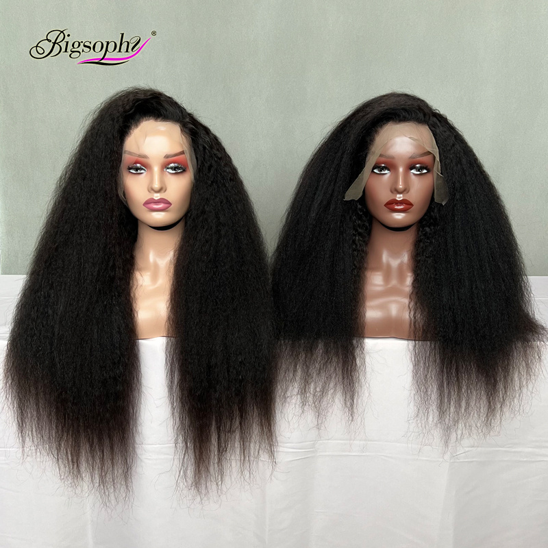 250% Brazilian Virgin Hair Wigs Wholesale 12A Nature Black Super Double Drawn Wigs Kinky Yaki Straight HD Lace Front Wigs