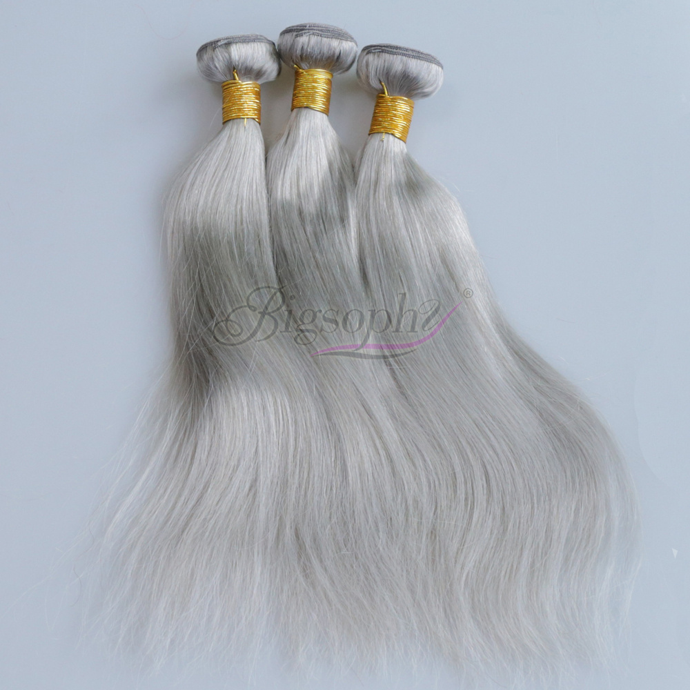 Free Sample Raw Virgin Human Hair Extensions ,Wholesale Unprocessed Remy Human Hair Bundles,10-30Inch Grey Hair For Black Women