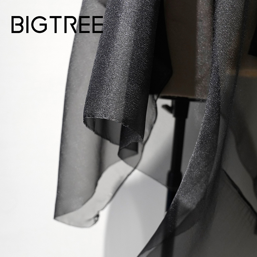 2023 Hot Sale 10D Super Light Sheer Crepe Black Bridal Crystal Organza Chiffon Fabric for Wedding Dress Veil Cerimonial Robe